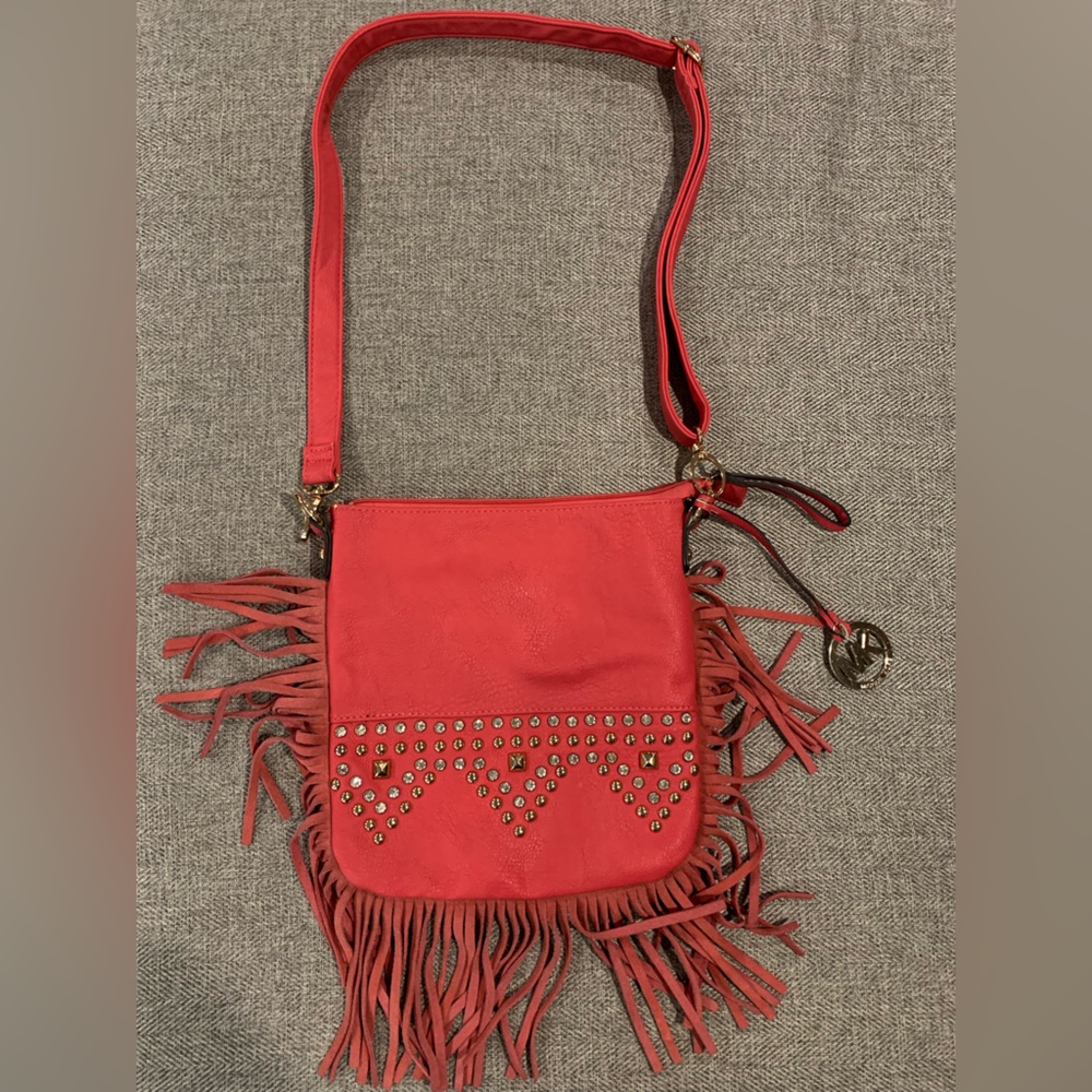 Michael Kors Embellished Leather Fringe Crossbody Bag